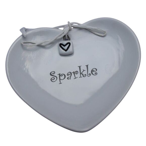 Pier 1 Sparkle Heart Trinket Utility Ring Jewelry Plate RARE - Picture 1 of 3